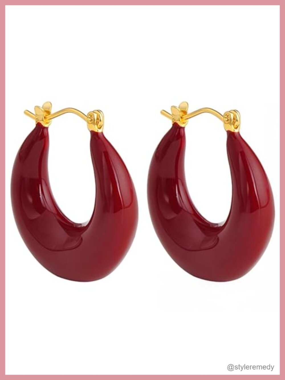 18K Gold Plated Silver Post Hoop Earrings Hypoallergenic Enamel